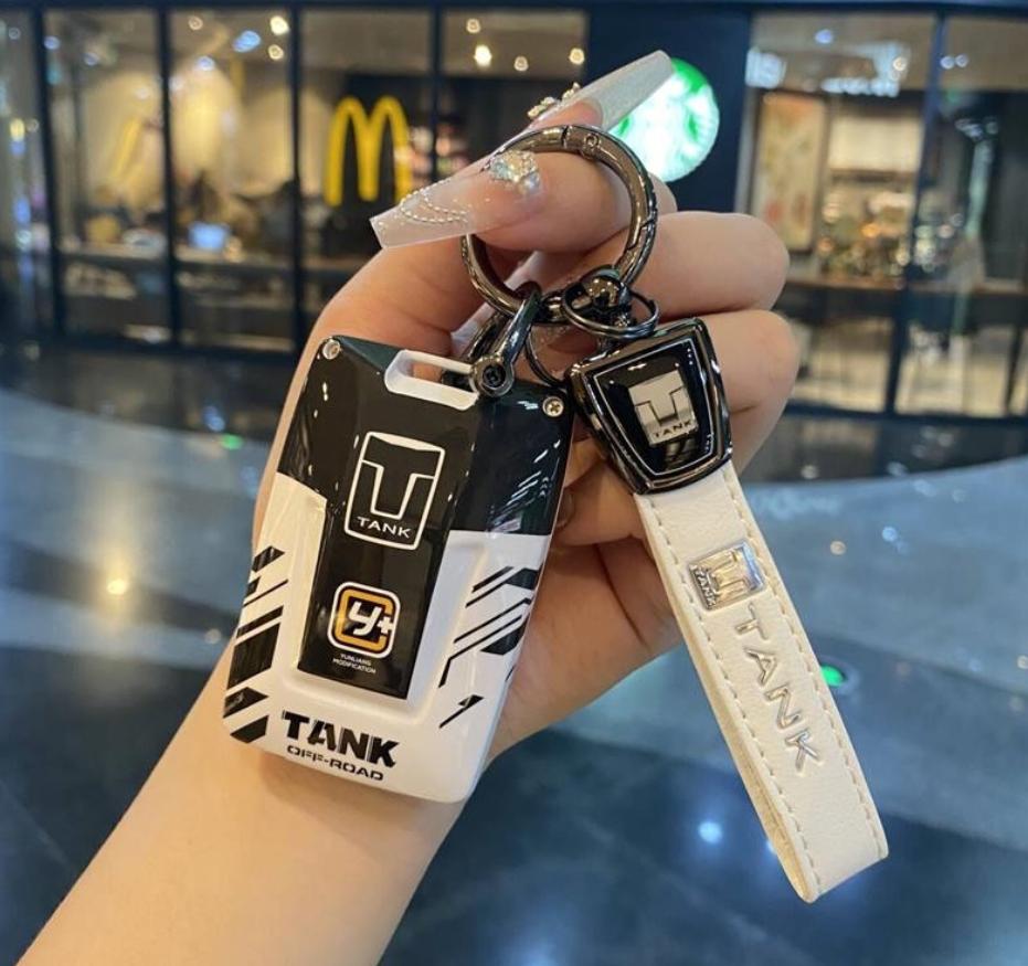 Auto ABS & Silikon Schlüsselanhänger Hülle Schnalle Ring für Great Wall GWM WEY TANK 300 500 Tank300 Schlüsselanhänger Smart Key Innenzubehör
