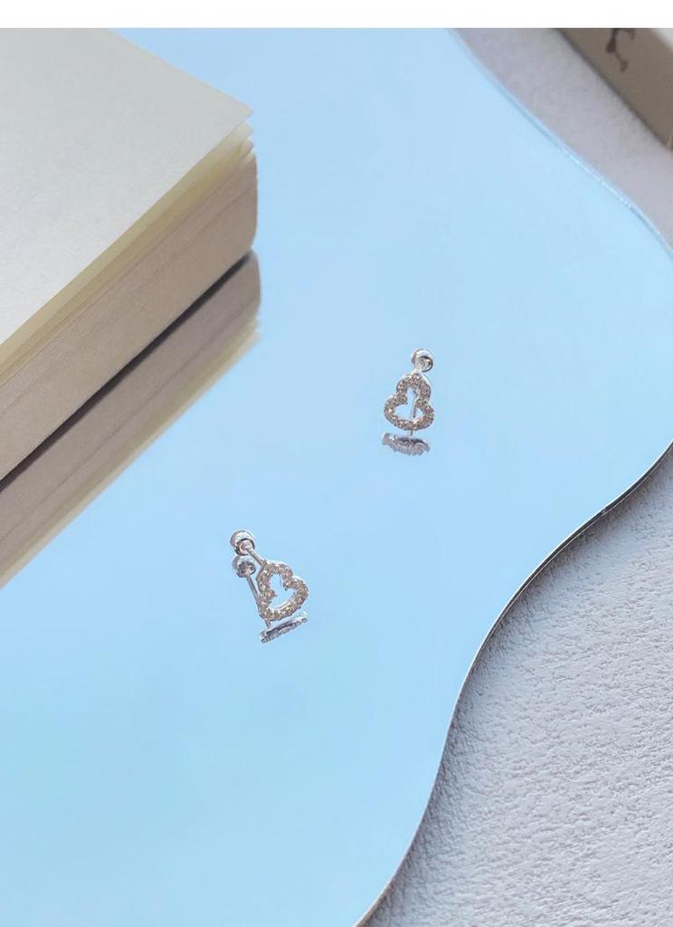 S999 Sterling Silver Chinese-Style Hollow Gourd Stud Earrings with Rhinestones for Women - Luxurious Feel, High-End Design