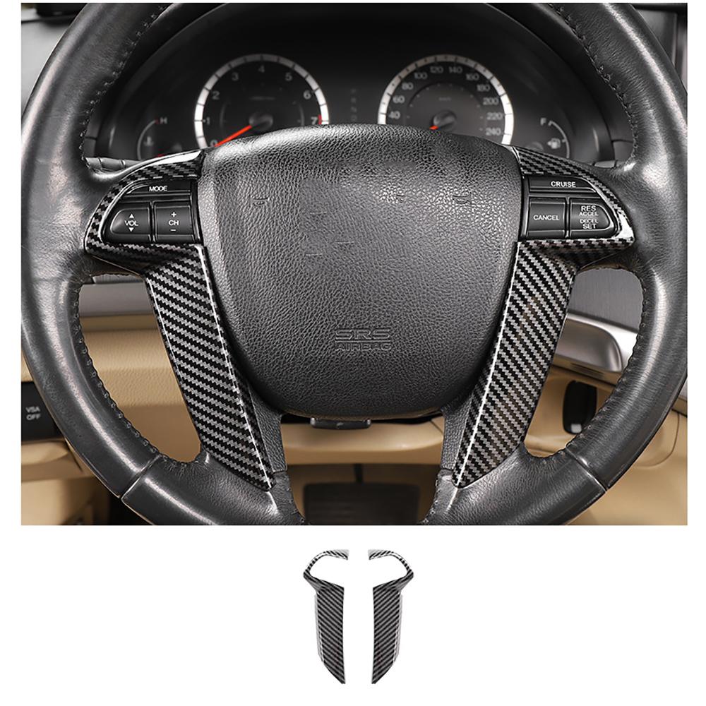 Black Carbon Fiber Pattern Steering Wheel Trim Cover For Honda Accord 2008-2012
