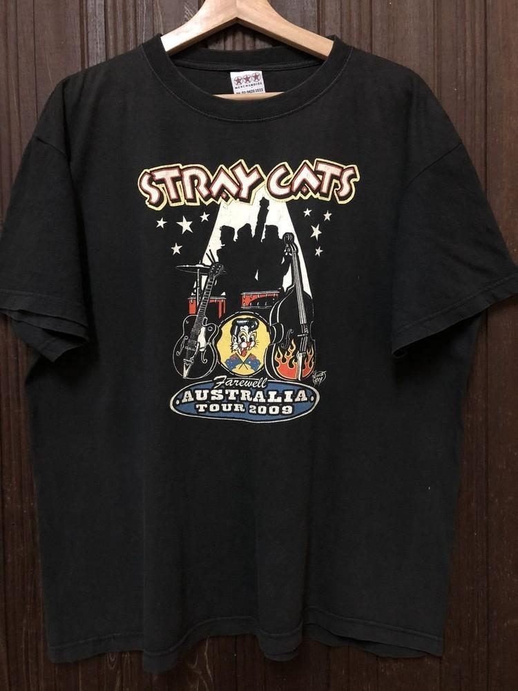 Stray Cats Прощальный тур по Австралии 2009 Футболка Черная Унисекс Футболка KH13184 Унисекс Футболка XL
