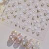 White Flower Gold Leaf Floral Petal Tulip Bloom Charming Retro Metal Soft Self Adhesive 5D Nail Art Sticker Manicure Decal DIY