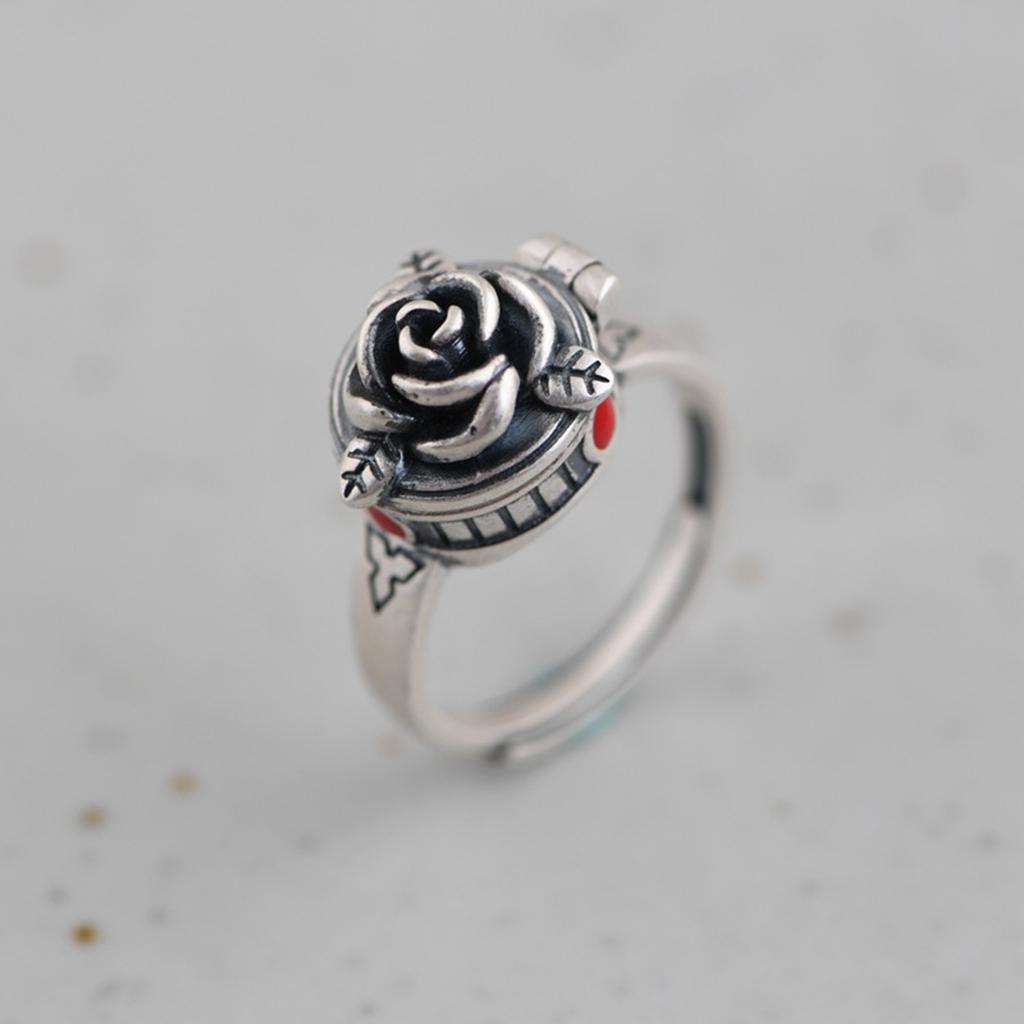 Exquisite Fashion Classic Ladies Vintage Antique Open Rose Box Open Ring Elegant Charm Finger Ornament Christmas Gift
