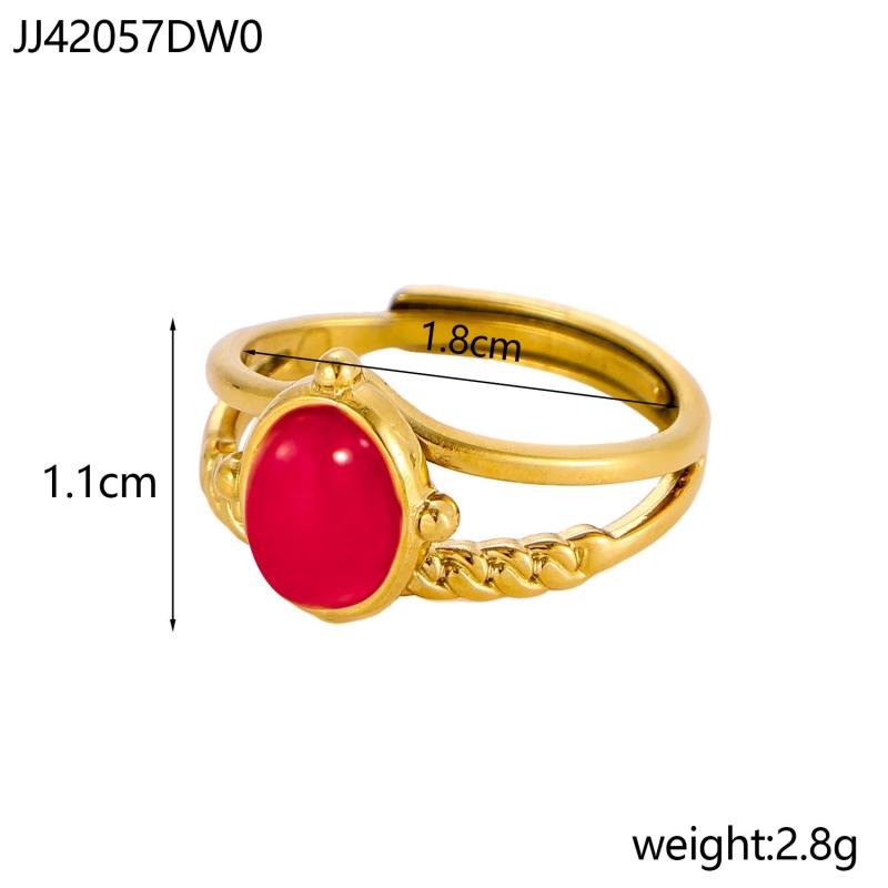 

CARLIDANA Ethnic Style Multi-Layered Stainless Steel Ring Versatile High-End Jewelry Gold Plated Colorful Natural Stone Women resizable