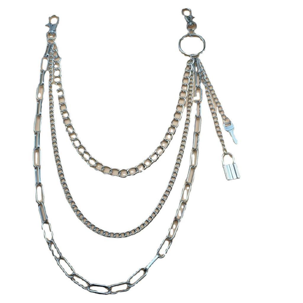 European and American Jewelry Lock-shaped Waist Chain Women's High-end Retro Key Pendant Trouser Chain