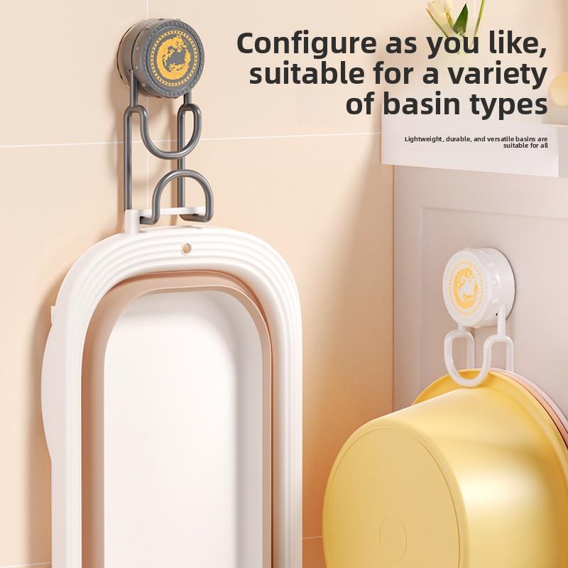 Suction Cup Basin Hook, No Need for Drilling, Bathroom Storage Rack, Adjustable Hanging Basin Storage Rack, Simple Household Hook