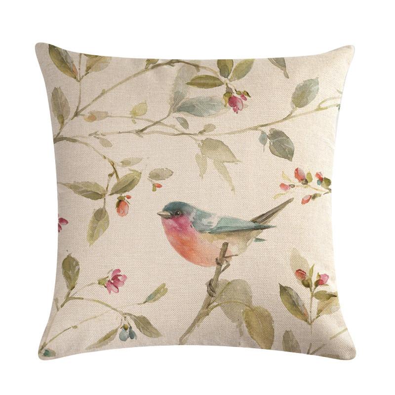 45x45cm ptaki i kwiaty Sofa dekoracyjna poszewka na poduszkę poszewka na poduszkę pościel 45*45 rzuć poduszka Home Decor poszewka na poduszkę
