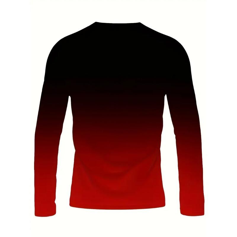 Modisches Herren-Langarm-T-Shirt mit Rundhalsausschnitt, 3D-Digitaldruck, Farbverlaufsmuster, lässige Outdoor-Bekleidung, bequem