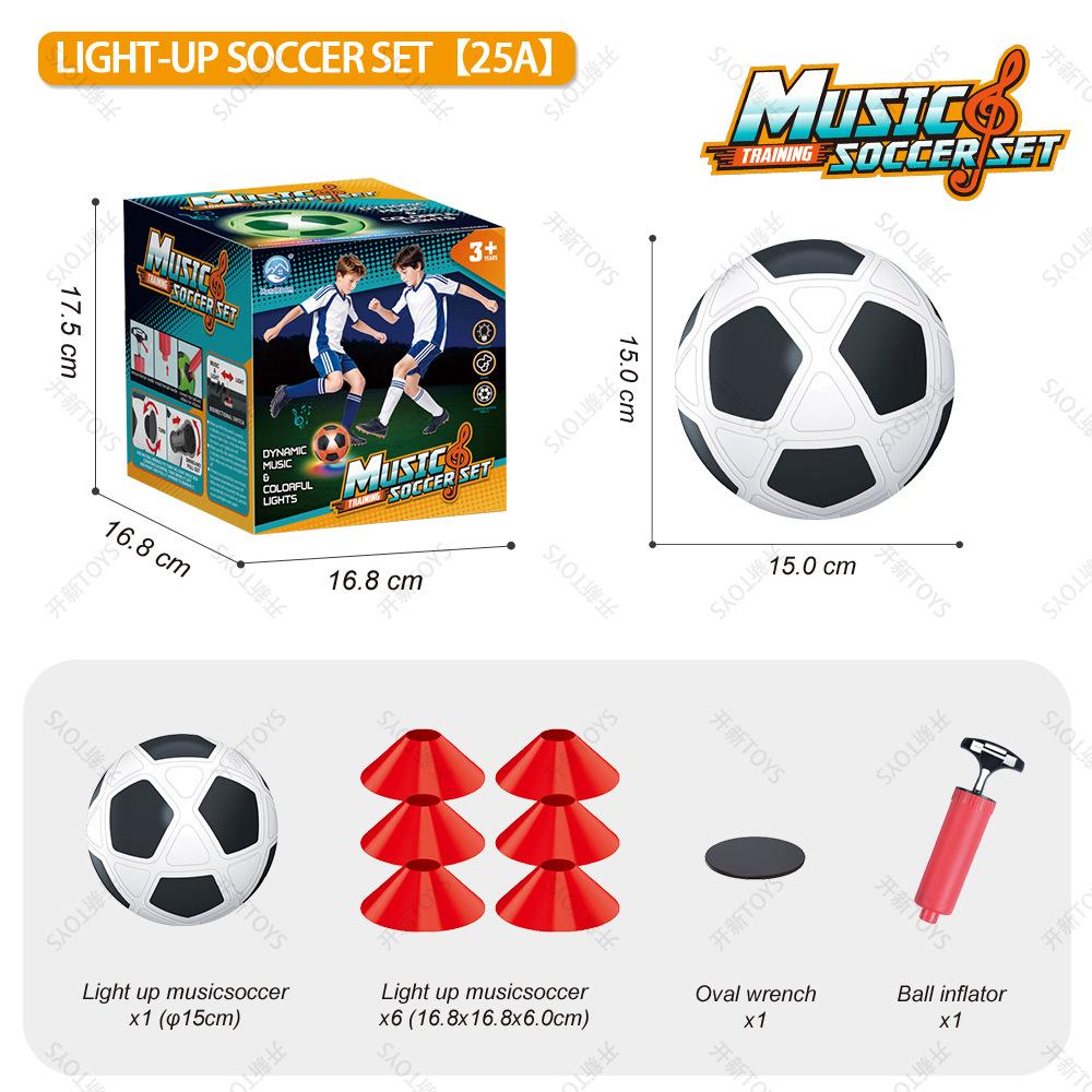 Light Up Musical Soccer Ball Set Kids Outdoor Training Toy Gift Blue Size 5 1 Set