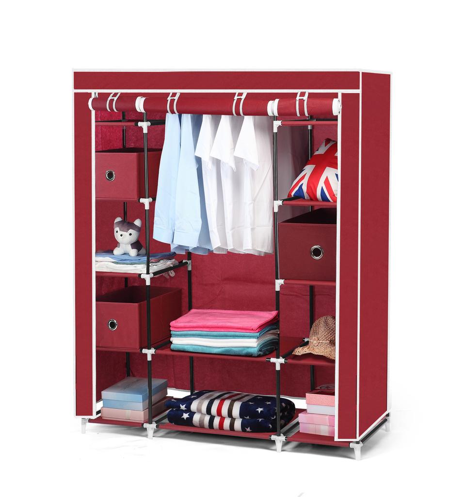 New Design Portable Closet Wardrobe Clothes Rack Storage Organizer Shelf Durable