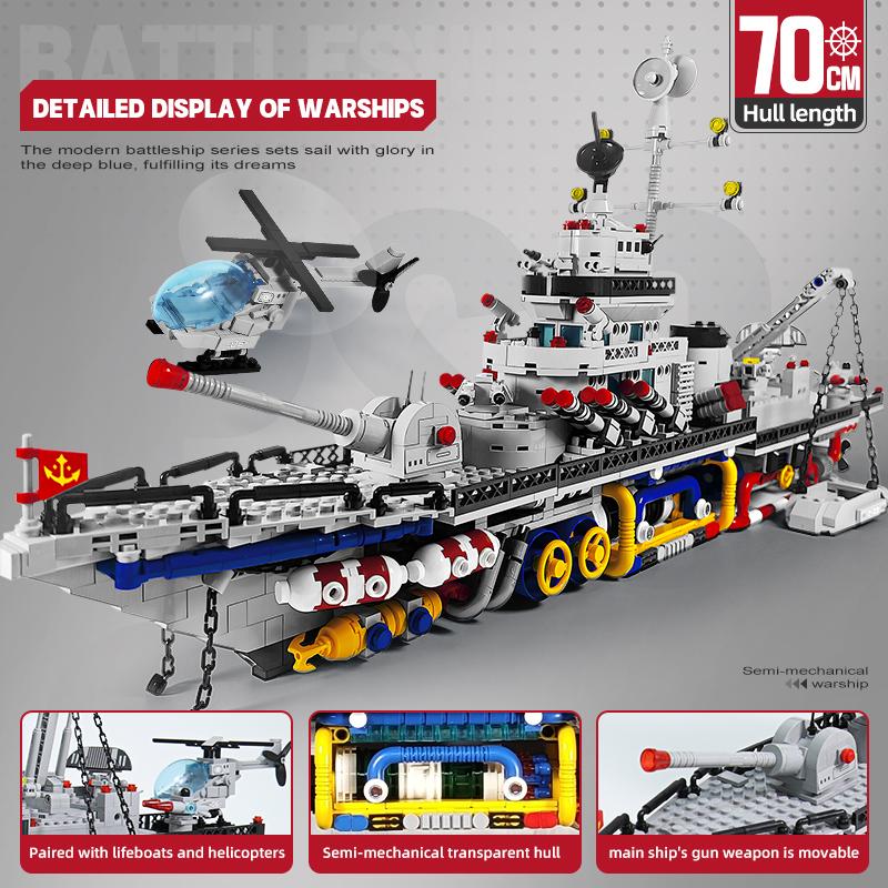 Military Building Blocks Set Mechanical Warship Construction Airplane Battleship Model Toys for Kids Christmas Birthday Gift