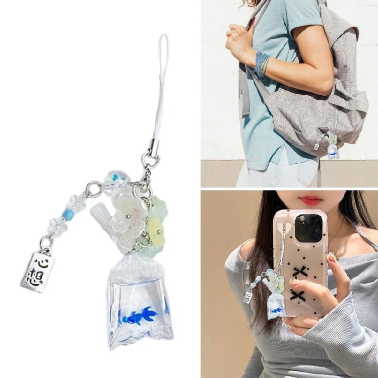 Fashion Small Fish Flowers Hangings Pendant Sweet Phone Strap Bag Decoration Portable Hangings Lanyard for Girls Women