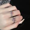 Pink Love Texture Open Ring Niche Design Zircon High Sense Cold Wind Irregular Folds Female