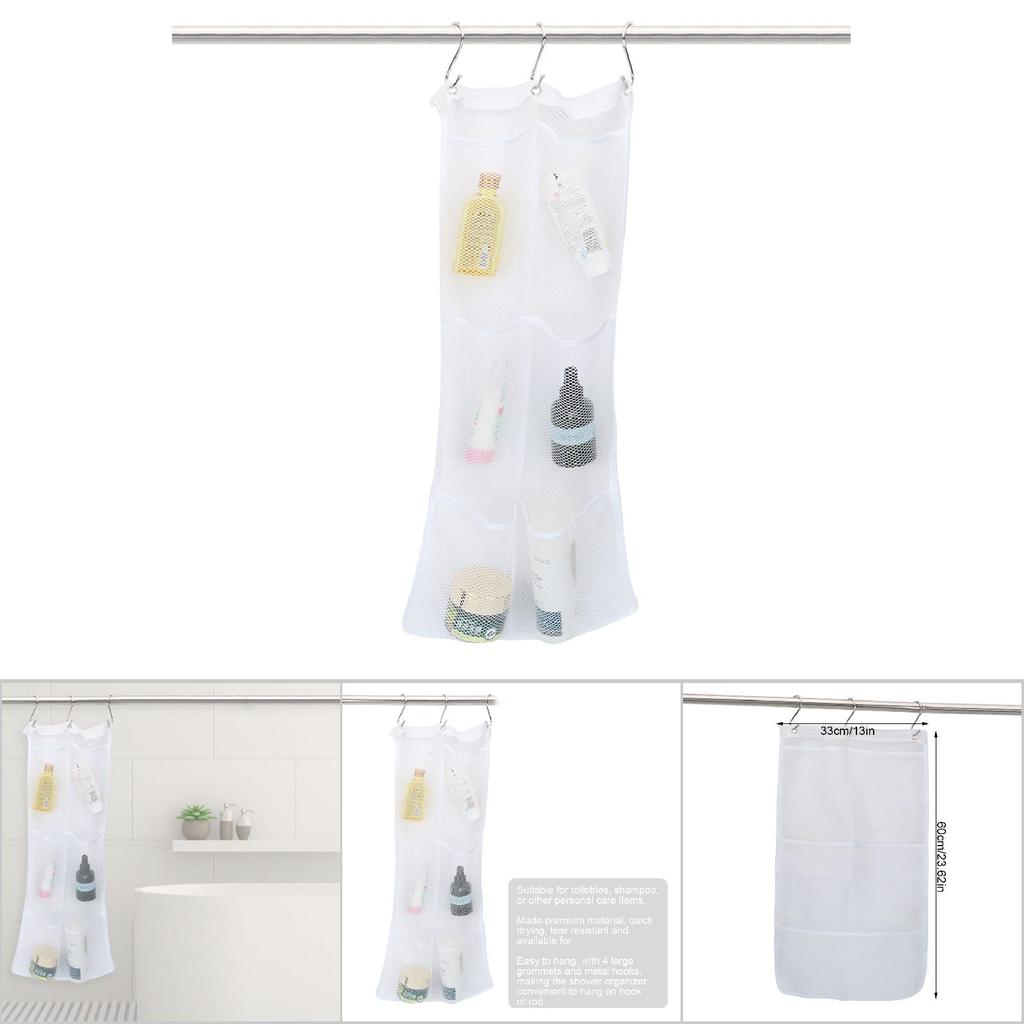 Hängender Netz Bad Dusch Organizer Großer Duschkorb Badezimmerzubehör (S-förmiger Haken)