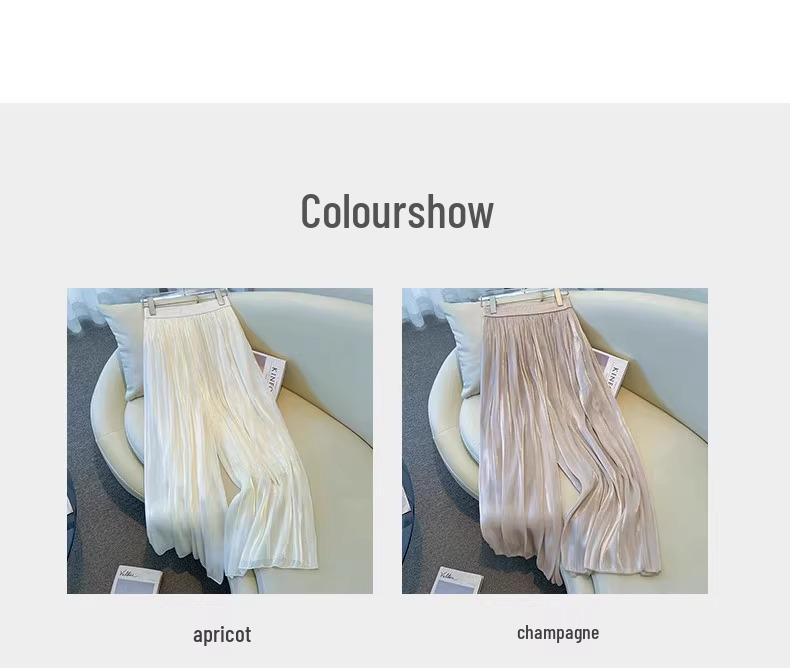 Iridescent Gauze Wide-Leg Skirt Pants for Women - 2025 Summer Fashion, Slimming, Drapey, and Versatile Casual Wear