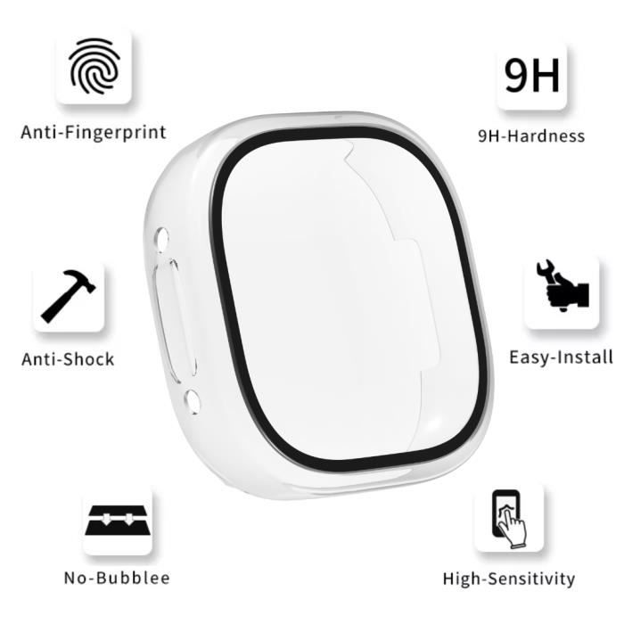 Carcasă compatibilă Fitbit VERSA 4 - Fitbit SENSE 2 - Protecție rigidă husă transparentă ecran sticlă securizată Phonillico®