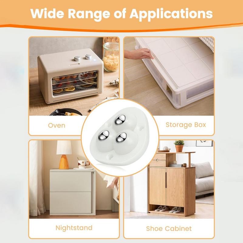 4/8PCS Self Adhesive Caster Mini Swivel Wheels Stainless Steel Universal Wheel 360° Rotation Pulley for Furniture Trash Can