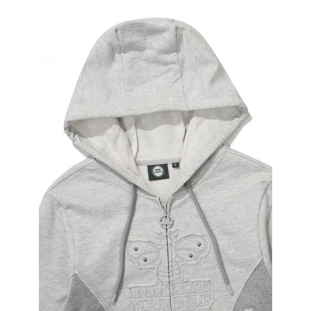 BBC EARTH Women S Cropped Hoodie Zip Up  Melange Gray  24SS