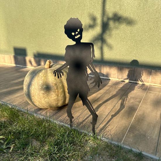 Zombie Garden Stake Metal Zombie Silhouette Yard Stake Weather Resistant Spooky Zombie