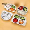 Compartment Serving Snack Dishes Stainless Steel Dinner Plate for Kids Cartoon Design Divided Safe Baby Feeding Dish Tray Food-Grade Durable Children