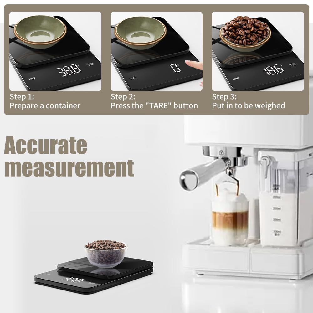 OBEST CK2353 Digital Compact Scale with Tare and Counting Glass Touch Black Functions, Scale, Switch,