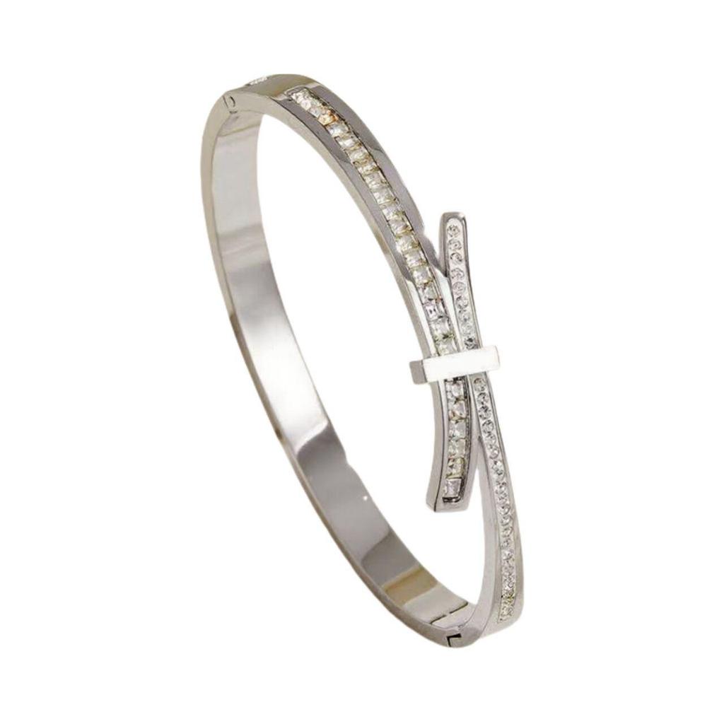 Geometric Micro-Inlaid Full Circle Titanium Steel Bracelet for Women