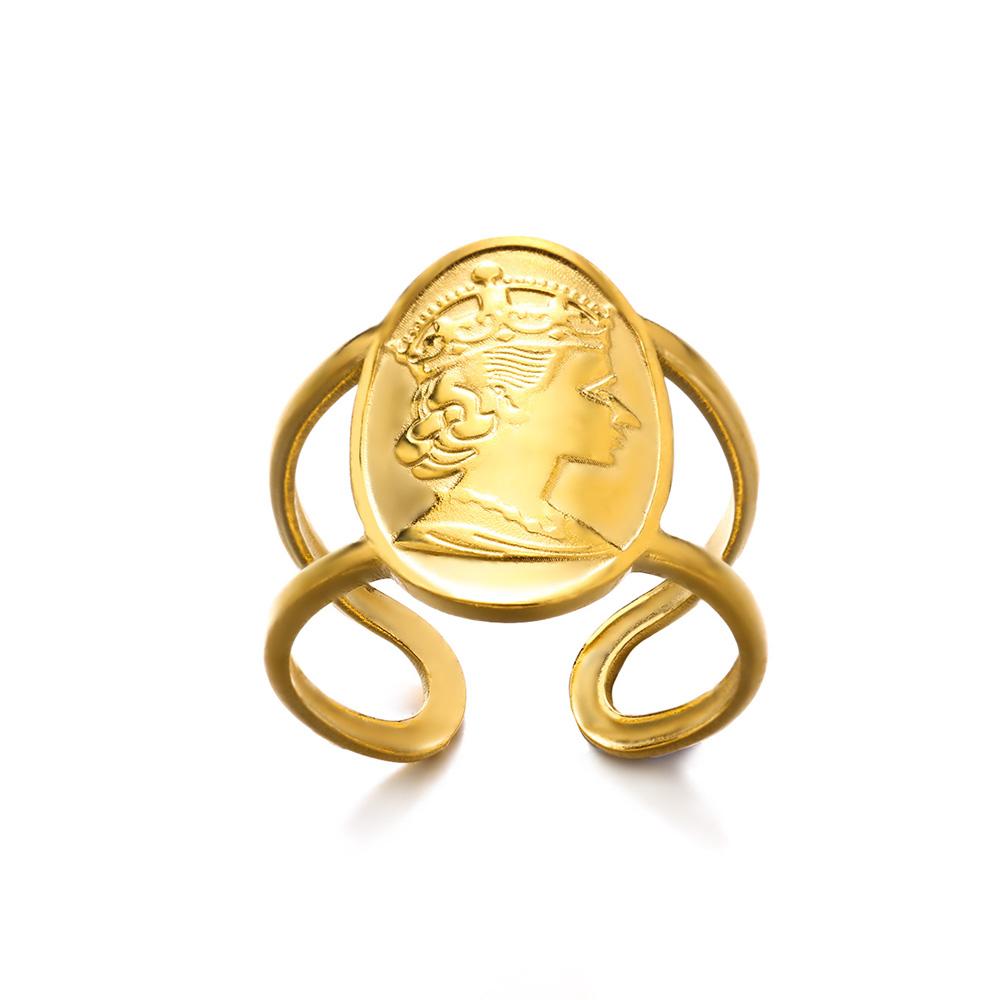 Round Hollow Rings For Women Gold Color Stainless Steel Hoop Open Rings Fashion personality Waterproof Metal Jewelry Accessories