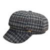 Autumn and Winter New Style Woolen Versatile Octagonal Hat Women's Plaid British Casual Retro Face Showing Newsboy Painter Hat Trend