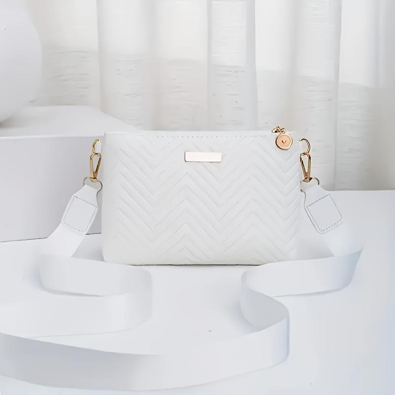 XYKK01 Elegante Enkelbandige Tas met Afneembare Riem, Ritssluiting, Modieuze Handtas, Geschikt voor Informele en Formele Gelegenheden wit
