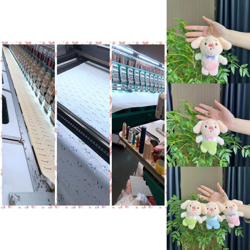 Adorable Piglet Plush Keychain With Soft Short Plush And Cute Cartoon Design In Green Blue Pink