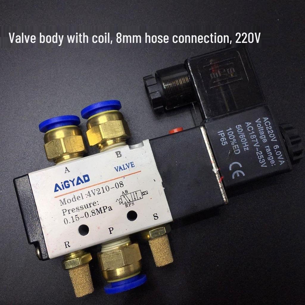 4V210-08 Solenoid Air Valve: Two-Position, Five-Way, AC220V/DC24V