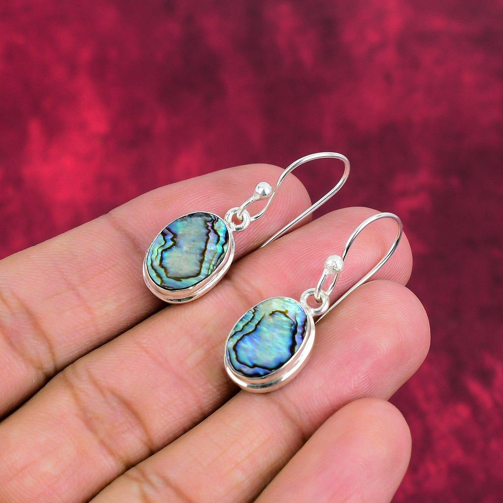 Abalone Muschel 925 Sterling Silber Ohrringe, handgefertigter Edelstein Schmuck Ohrringe Geschenk für Mama