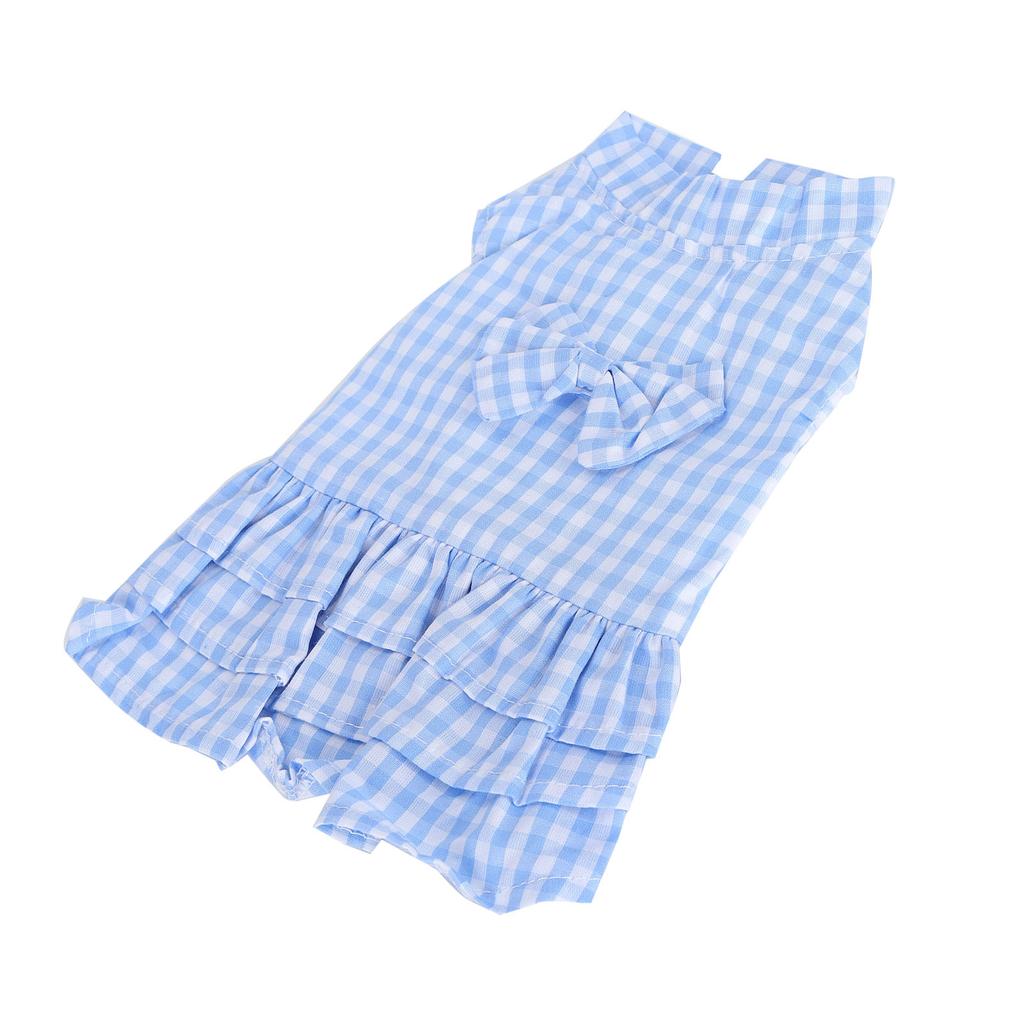 Blue Pet Summer Clothes Dog Polyester Sleeveless TShirt Skirt BowKnot Dress