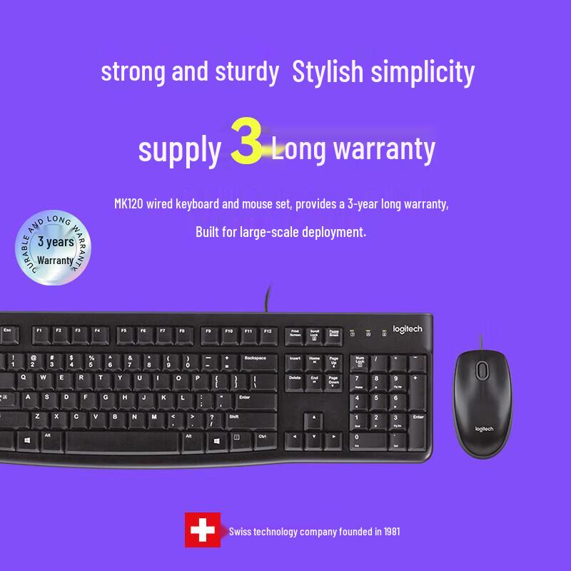 Logitech MK120 Wired Keyboard and Mouse Combo with Cleaning Kit