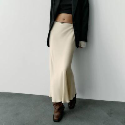 Damen Satinrock Hohe Taille Midirock Stilvolle Lange Röcke Für Damen Mode Schicker Und Eleganter Damenrock Streetwear