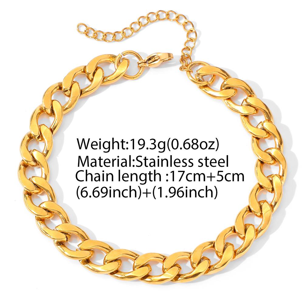 Stainless Steel Bracelets Hip-hop Exaggerated Cuban Chain Punk Retro Bracelet For Women Zircon Banquet Non-fading High-quality