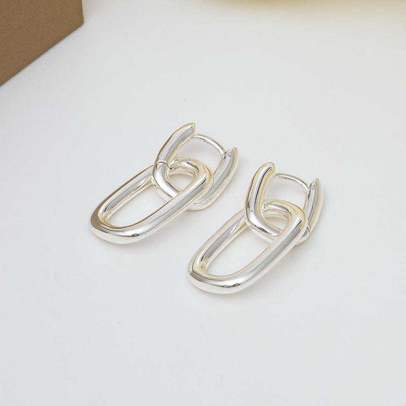 Trendy Electroplated Oval U-Shaped Copper Earrings for Women