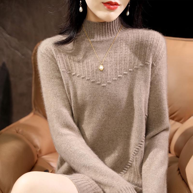 

Women s Mid-Length Wool Dress - Semi-High Neck, Slim Fit, Versatile Knit for Autumn/Winter S (85-100 jin)
