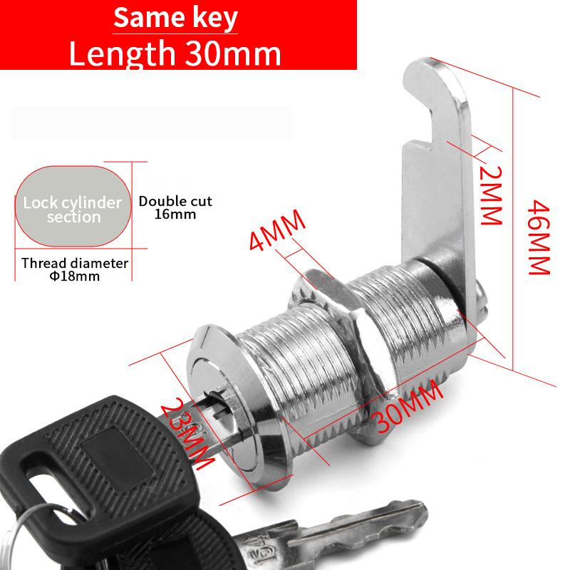 5 SETS Security Lock Metal Alloy Cylinder Cabinet Locker Cam Lock With 2 Keys Security Mailbox Lock Cabinet Drawer Cam Lock 18mm