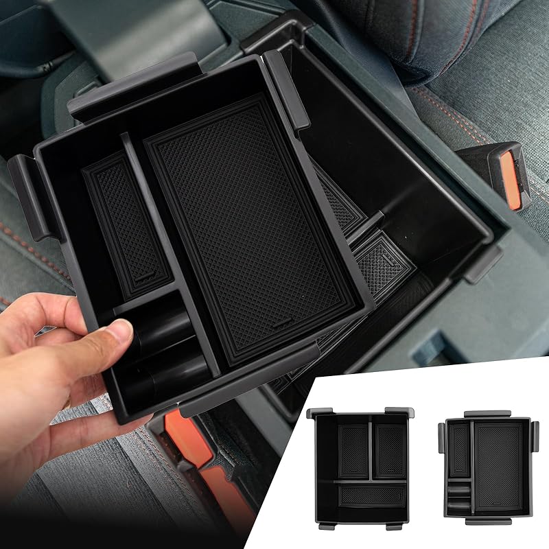 Center Console Organizer Compatible With -2025 Ford Maverick Console Tray ABS Plastic Armrest Storage Box With Silicone Pad 2024 Maverick Accessories