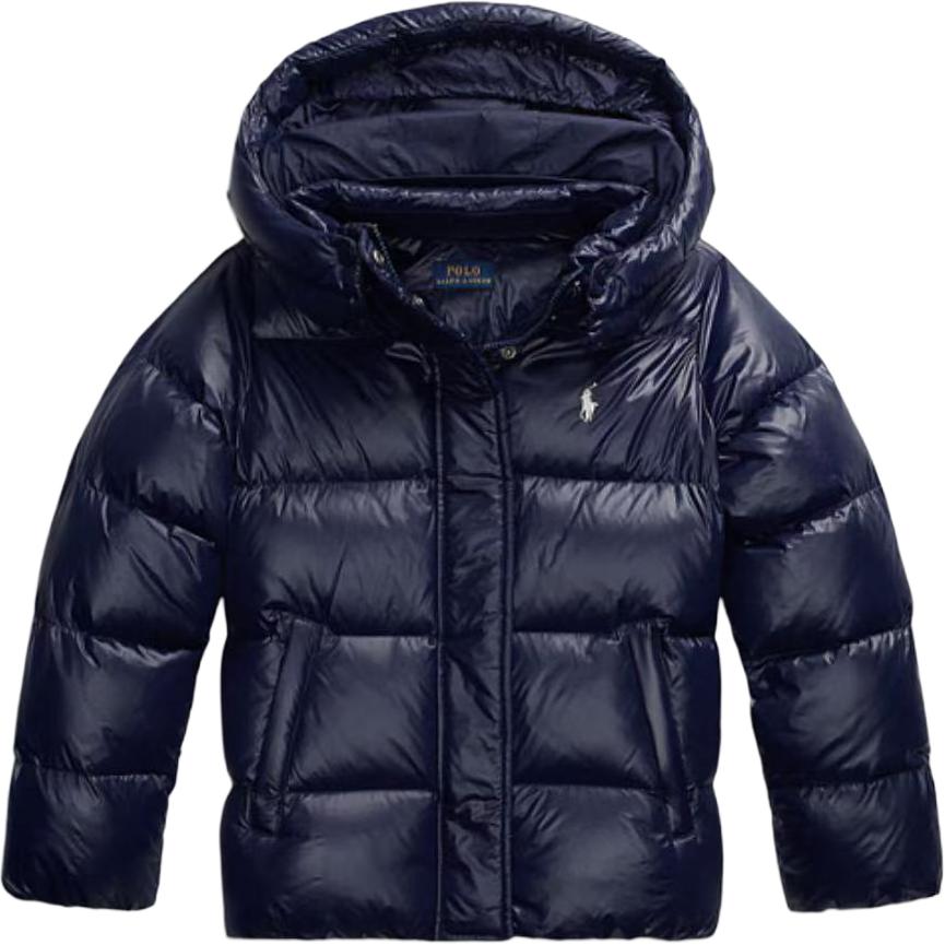 

Polo Ralph Lauren Down Jacket FW24 Однотонный глянцевый капюшон с длинным рукавом Детская верхняя одежда Синий 313940326-001 S