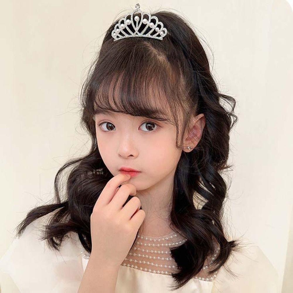 Pearl Rhinestone Crown Hair Comb Flower Crystal Hairpins Gifts Children Tiara Headband  Wedding