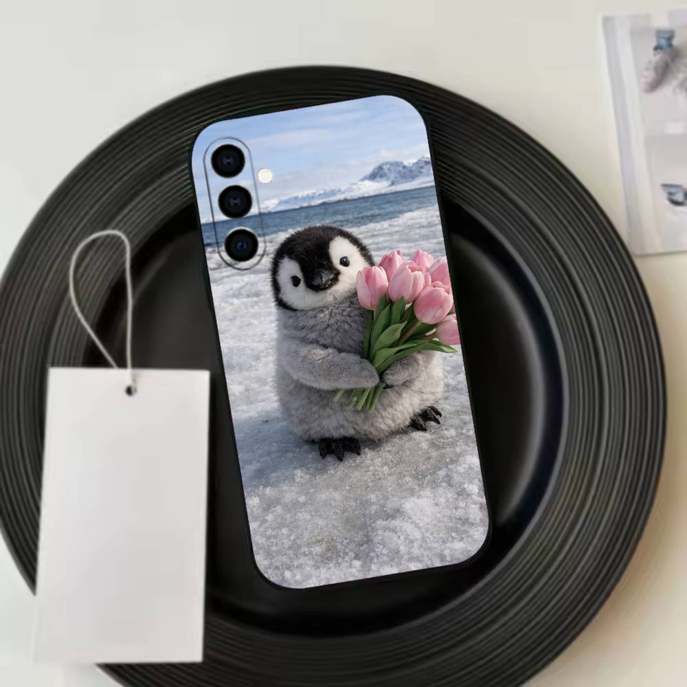 Funny Happy Cute P-Penguin  Phone Case For Samsung Galaxy A73,A72,A71,A70,A53,A52,A51,Soft Silicone Black Cover