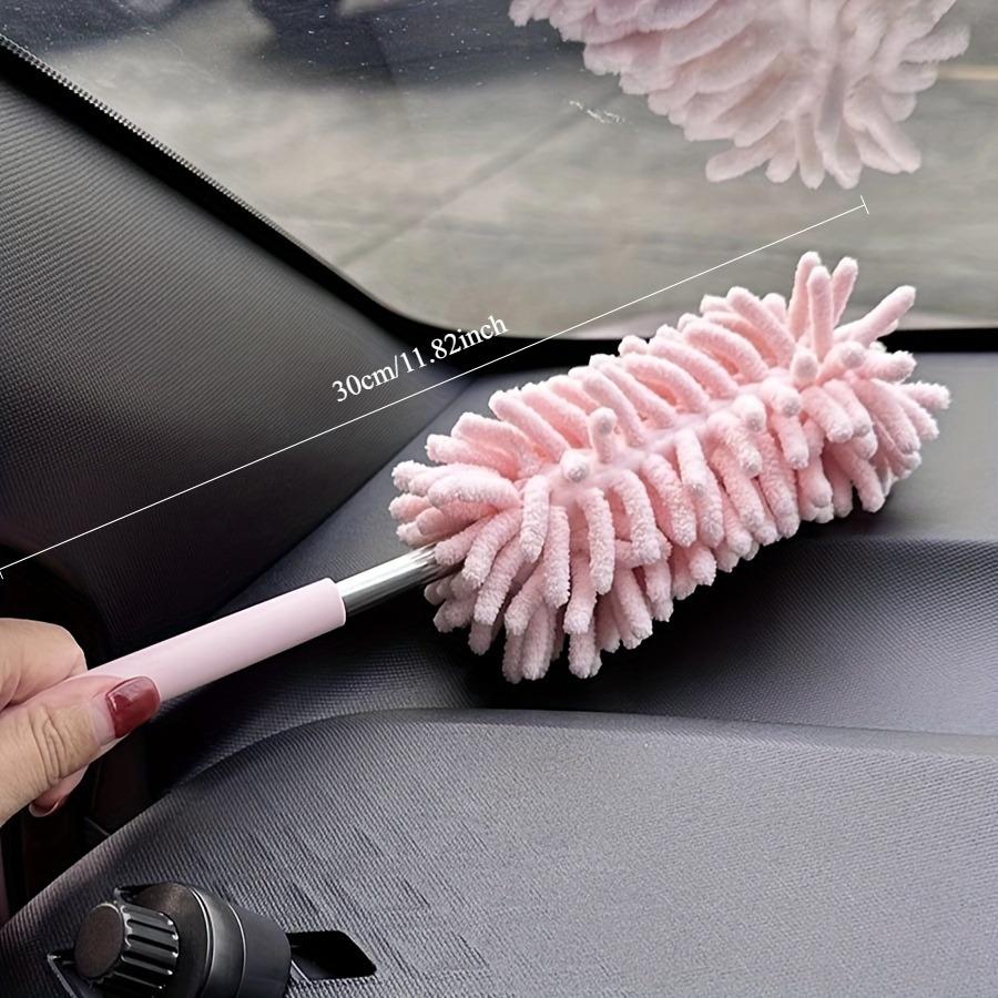 2 Mini Car Dusting Brushes, Retractable and Bendable Microfiber Dusting Tools for Home and Car Interior Cleaning - Polyester Fiber Material