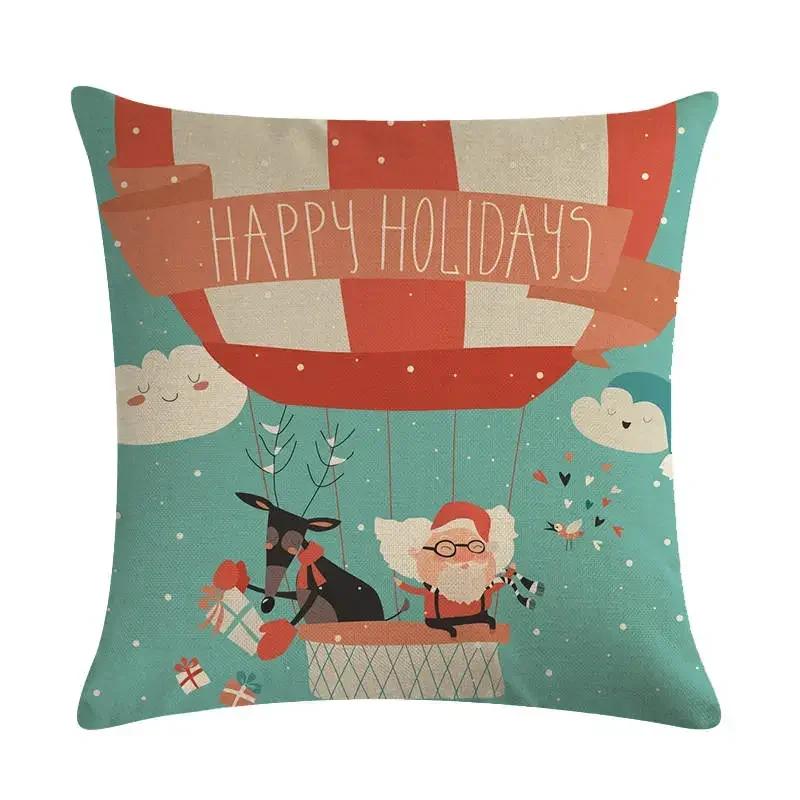 Nordic Cartoon Christmas Polar Bear Animal Print Cushion Cover Decorative for Sofa Linen Pillow Case Home Decor 45X45CM