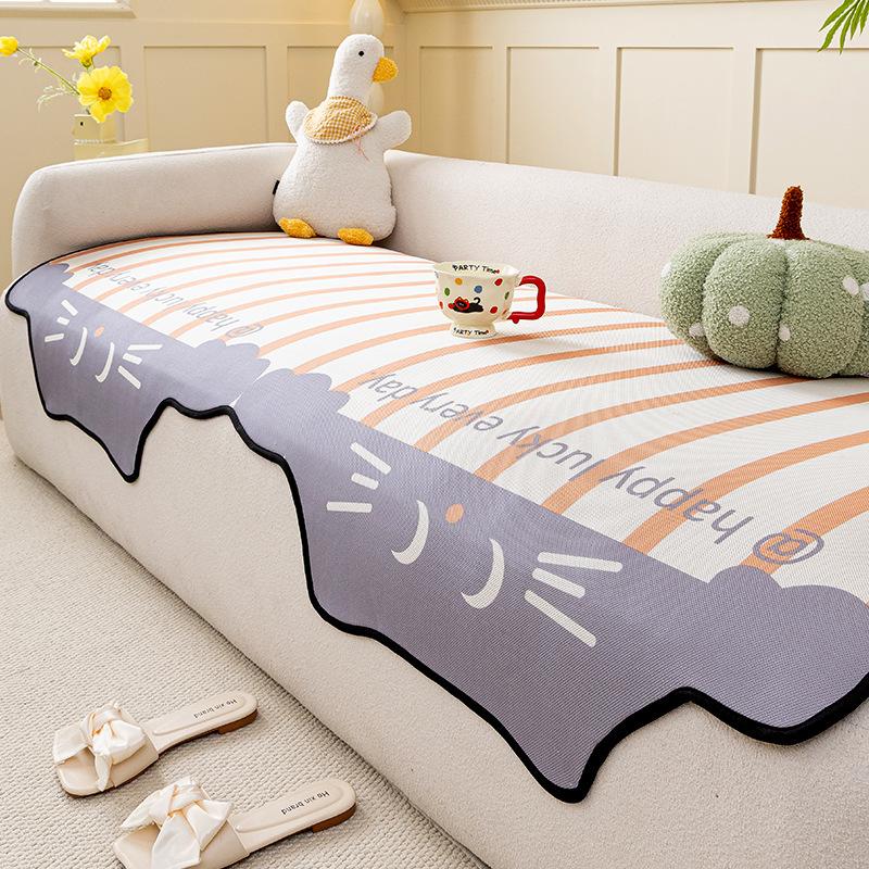 

Подушка для дивана нестандартной формы универсальна для всех сезонов, новая шенилловая подушка для сиденья дивана 2025 года, мультяшная нескользящая прямая подушка для сиденья 90*70cm