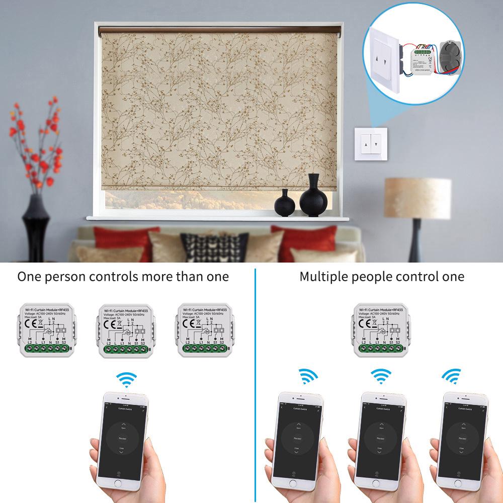 Graffiti Zigbee WiFi Curtain Switch: Voice & App Control for Alexa Blinds
