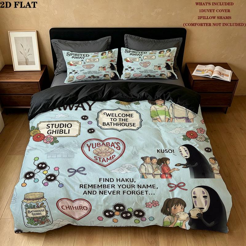 Away Pattern Bedding Quilt Set Quilt Cover Pillowcase Home Birthday Gift(1 * duvet cover + 2 * pillowcase, without core)