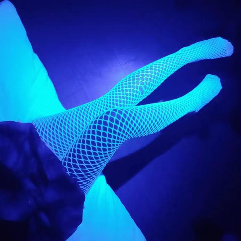 Glowing Reflective Fishnet Stockings - Sexy Hollow-Out Pantyhose for Flirty Nights