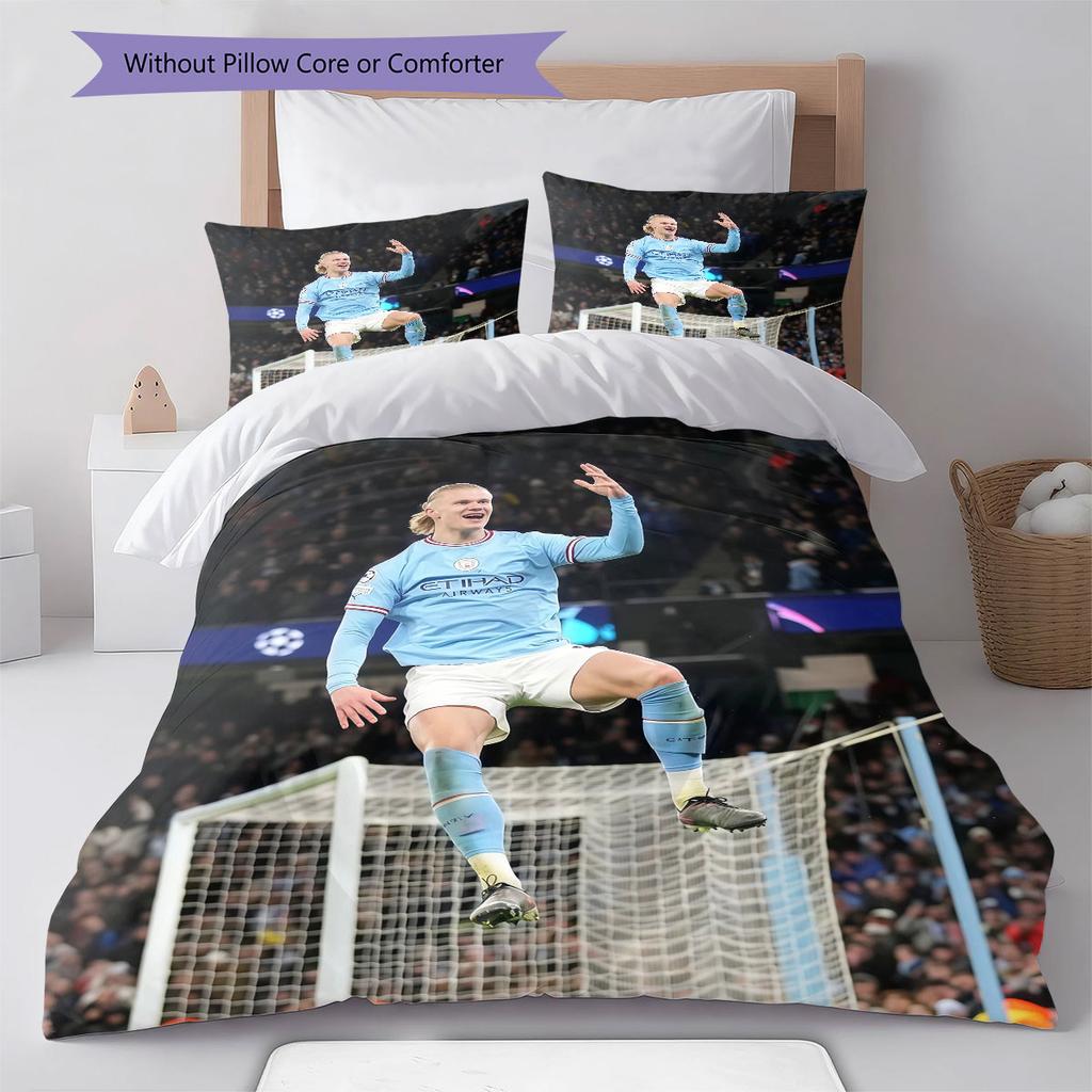 Erling Haaland Pattern Bedding Home Decoration Birthday Gift ( 1 Duvet Cover + 2 Pillowcase, Without Core),fan Merchandise.