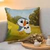 Cushion Cover  Linen  SkinFriendly Soft Decorative Case for Sofa Home Decor Kwaii Puffin Rock PPreschool Pillow Cover
